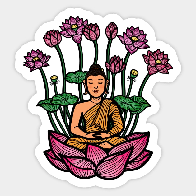 Gautama Buddha sitting meditation lotus pose Sticker by Nalidsa